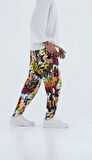Renkli Grafiti Desenli Baget Pantolon COC1955