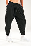 Paça Lastikli Pileli Siyah Jogger Pantolon COC2081