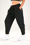 Paça Lastikli Pileli Siyah Jogger Pantolon COC2081