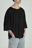 Fakir Kol Siyah Oversize Viscon T-Shirt COC2277