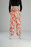 Etnik Desenli Turuncu Baggy Pantolon COC2259