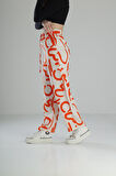 Etnik Desenli Turuncu Baggy Pantolon COC2259
