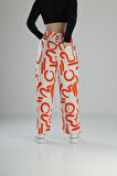 Etnik Desenli Turuncu Baggy Pantolon COC2259