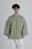 Cep Detaylı Yeşil Fakir Kol T-Shirt COC2309