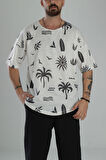 Boho Desenli Oversize T-Shirt COC2443