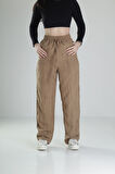 Aerobin Keten Kumaş Kahve Baggy Pantolon COC2510