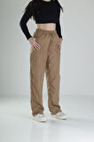Aerobin Keten Kumaş Kahve Baggy Pantolon COC2510