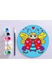 AHŞAP MANDALA 20x20 cm DAİRE MDF üzerine UV baskı modeller- Uğur Böceği Çocuk Mandala Set Boyama
