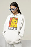 Pokemon Pikaçu Baskılı Unisex Oversize Çizgi Film Hoodie