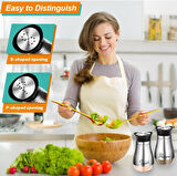 2 li Tuzluk ve Biberlik Seti Paslanmaz Çelik ve Cam Baharat Dağıtıcı Doldurulabilir 10,2 CM 120 ml İNOX