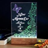 Veraart El Yapımı Boyama Happy Mother's Day Işıklı Pleksi Kişiye Özel Yeşil Gece Lambası Anneler Günü Hediyesi