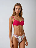 Kadın Mürdüm Beyaz Çiçek Desenli Bikini Takım HZL25S-LC211