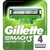 Gillette Mach3 Sensitive 4'lü 3 Bıçaklı Tüm Cilt Tipleri İçin Bıçak Yedeği