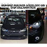 Hyundai Getz 2002–2011 Uyumlu Üniversal Mercekli Angel Sis Farı Metal Su Geçirmez 76 mm Mavi Halkalı Gündüz Farı Angel Eyes 2 Adet
