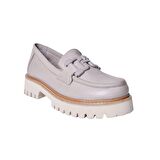 Mammamia D24ya-3165 Kadın Deri Tokalı Casual Ayakkabı Silver Gri