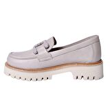 Mammamia D24ya-3165 Kadın Deri Tokalı Casual Ayakkabı Silver Gri