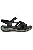 Mammamia D24ys-1005 Kadın Deri Comfort Sandalet Siyah
