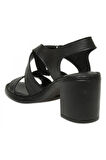 Mammamia D25Ys-2505 Günlük Topuklu Siyah Kadın Sandalet