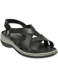 Mammamia D25ys-2865 Kadın Hakiki Deri Comfort Sandalet Siyah