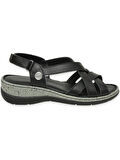 Mammamia D25ys-2865 Kadın Hakiki Deri Comfort Sandalet Siyah