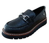 Mammamia D25ka-3240 Kadın Hakiki Deri Baskılı Tokalı Casual Günlük Ayakkabı Siyah Kroko