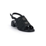 Mammamia D26ys-5100 Kadın Hakiki Deri Kısa Kalın 4 Cm Topuklu Sandalet Siyah