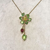 Yeşil Çiçek Kolye Ayarlanabilir Gold
