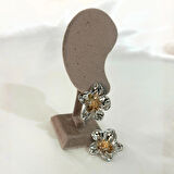 Flower Silver-Gold Çelik Küpe