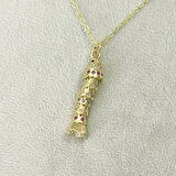 Renkli Taşlı Hareketli Balık Kolye Gold