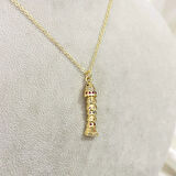 Renkli Taşlı Hareketli Balık Kolye Gold