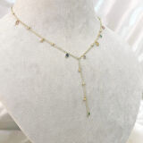 Renkli Taşlı Y Kolye Gold