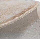 My Evilla Modern Dekoratif Halı Jel Kaymaz Taban Peluş Puffy Kalp Model Bej  Paspas Takımı 70x100-70x60