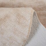 My Evilla Modern Dekoratif Halı Jel Kaymaz Taban Peluş Puffy Kalp Model Bej  Paspas Takımı 70x100-70x60