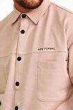Erkek Çıtçıt Detaylı Slim Fit Sweatshirt Dış Gömlek Pudra