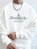 Londra İngiltere Mektup Sadelik Baskı Erkekler Kapşonlu Rahat Yumuşak Tişörtü Moda Temel Giys