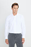 Erkek Beyaz Ütülemesi Kolay Slim Fit Dar Kesim Klasik Yaka Pamuklu Gömlek