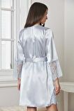 Pierre Cardin 6'lı Kaplı Midi Gecelik Sabahlık Set 6015 Mist
