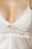 Pierre Cardin Saten Dantelli Gecelik 890 Ekru