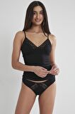 Pierre Cardin Dantelli Penye Atlet Külot / Kaşkorse Set 350 - Siyah