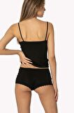 Pierre Cardin Dantelli Penye Atlet Külot / Kaşkorse Set 361 - Siyah