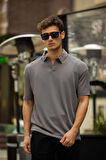 GLASSES V Yaka Oversize Fitilli T-Shirt - Gri
