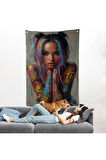 Sürreal Dövmeli Hippi Kadın Duvar Örtüsü-7733