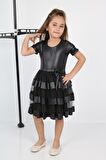 ÇocukYoluKids Tüllü Leather Kız Çocuk Abiye A1111111111004