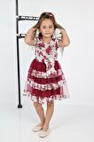 ÇocukyoluKids Çiçekli 3 Şeritli Şifon Elbise A1111111112003