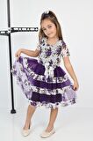 ÇocukyoluKids Çiçekli 3 Şeritli Şifon Elbise A1111111112003