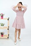 ÇocukYoluKids Puantiyeli Tüllü Pudra Kız Çocuk Elbise A1111141111016