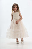 Prenses Pudra Kız Çocuk Abiye Elbise