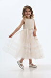 Prenses Pudra Kız Çocuk Abiye Elbise