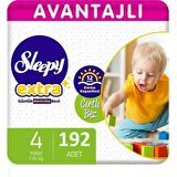 Sleepy Extra Günlük Aktivite Bezi 4 Numara Maxi 192'li 7-14 Kg