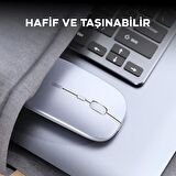 Coofbe Taşınabilir Sessiz Şarj Edilebilir Kablosuz Mouse 2.4G 3 DPI Windows Mac İos Uyumlu Mouse